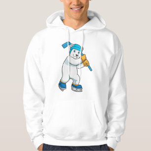 Polar bear at Ice hockey with Ice hockey stick Hoodie