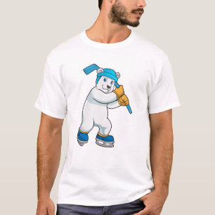 Polar bear at Ice hockey with Ice hockey stick T-Shirt