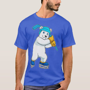 Polar bear at Ice hockey with Ice hockey stick T-Shirt
