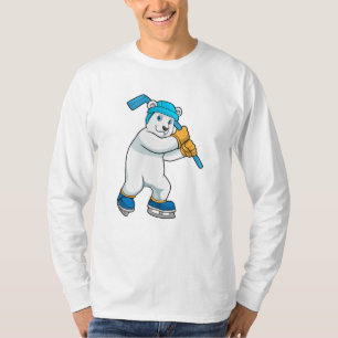 Polar bear at Ice hockey with Ice hockey stick T-Shirt