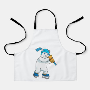 Polar bear at Ice hockey with Stick Apron