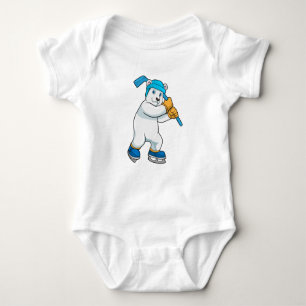 Polar bear at Ice hockey with Stick Baby Bodysuit