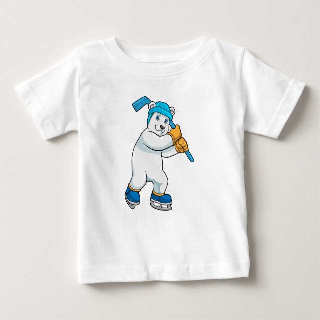 Polar bear at Ice hockey with Stick Baby T-Shirt (Front)