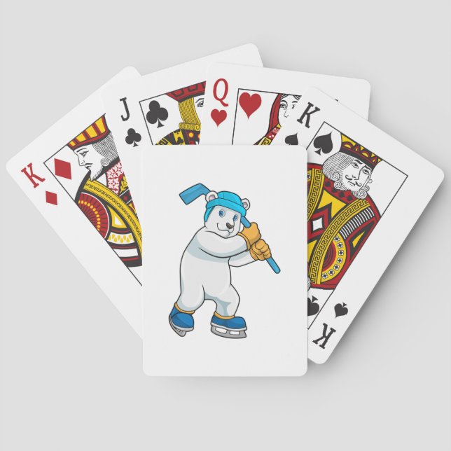 Polar bear at Ice hockey with Stick Playing Cards (Back)