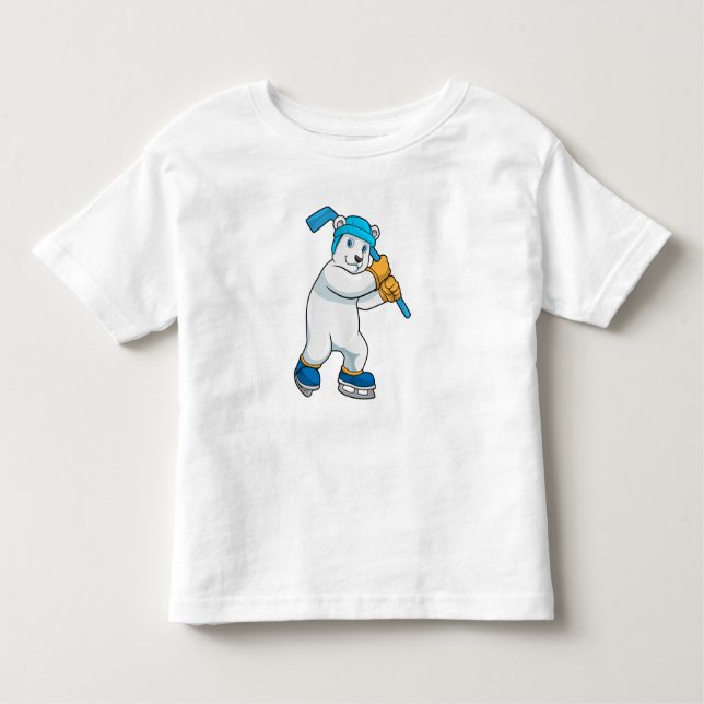 Polar bear at Ice hockey with Stick Toddler T-Shirt (Front)