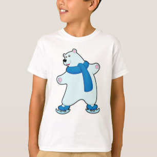 Polar bear at Ice skating with Scarf T-Shirt