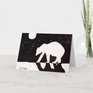 Polar Bear at Night on Arctic Ocean Holiday Card