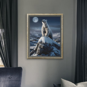 Polar Bear Atop Frosty Heights Poster