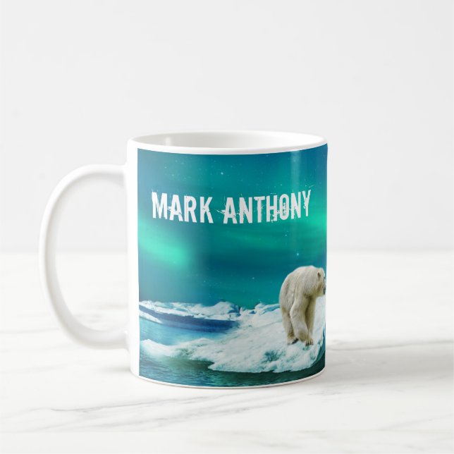 Polar Bear Aurora Borealis Coffee Mug (Left)