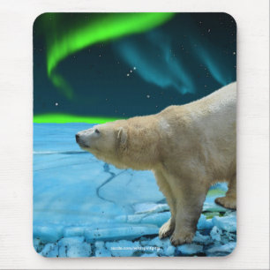 Polar Bear & Aurora Wildlife Supporter Gift Mouse Pad