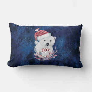 Polar Bear Baby Hat Bird Christmas Joy Lumbar Cushion