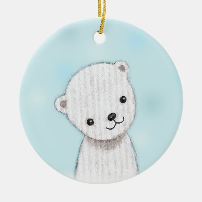 Polar Bear Baby Ornament Custom Personalised Decor (Front)