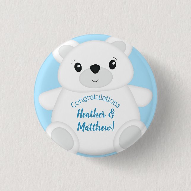 Polar Bear Baby Shower 3 Cm Round Badge (Front)