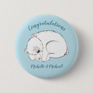Polar Bear Baby Shower 6 Cm Round Badge