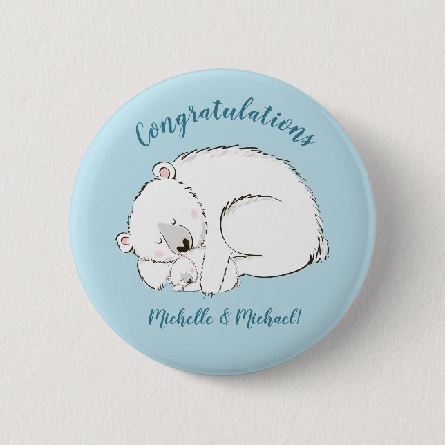 Polar Bear Baby Shower 6 Cm Round Badge (Front)