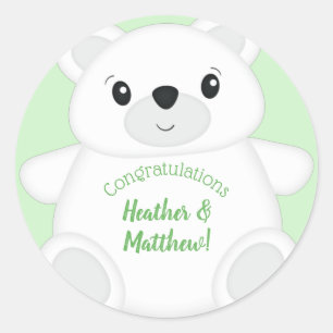 Polar Bear Baby Shower Classic Round Sticker