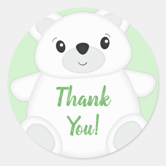 Polar Bear Baby Shower Classic Round Sticker (Front)