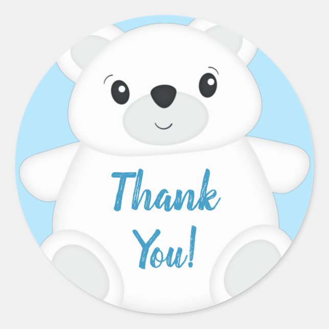 Polar Bear Baby Shower Classic Round Sticker (Front)