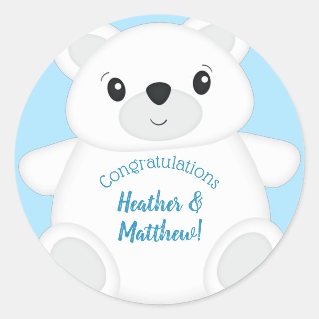 Polar Bear Baby Shower Classic Round Sticker (Front)