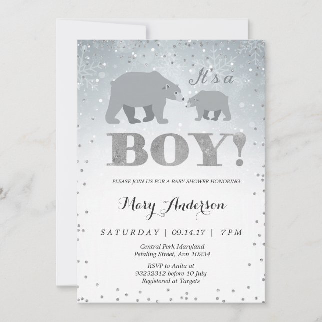Polar Bear Baby Shower Invitation (Front)