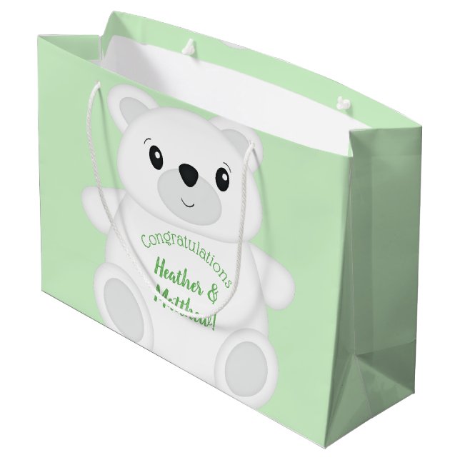 Polar Bear Baby Shower Large Gift Bag (Back Angled)
