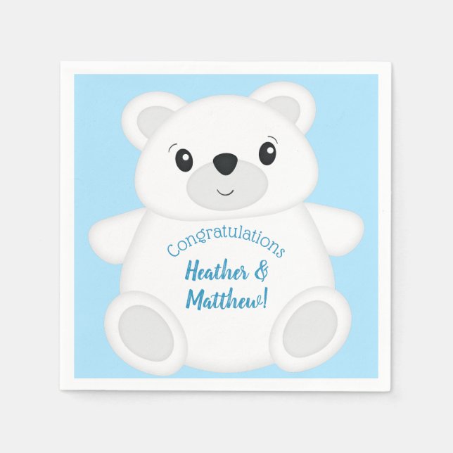 Polar Bear Baby Shower Napkin (Front)