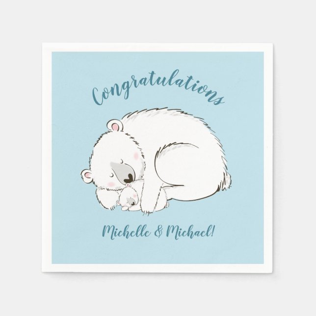 Polar Bear Baby Shower Napkin (Front)