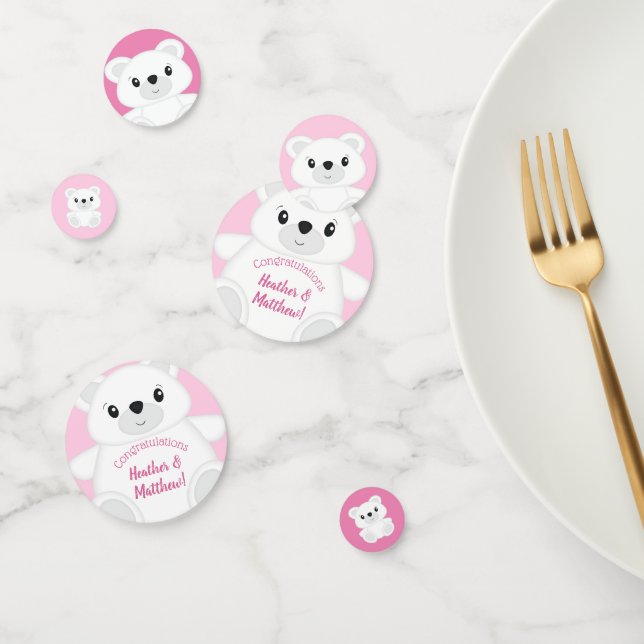 Polar Bear Baby Shower Pink Confetti (Group)