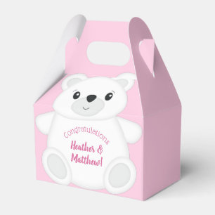 Polar Bear Baby Shower Pink Favour Box