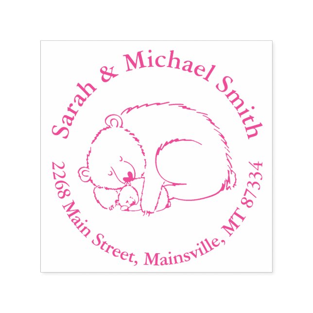 Polar Bear Baby Shower Pink Girl Self-inking Stamp (Design)