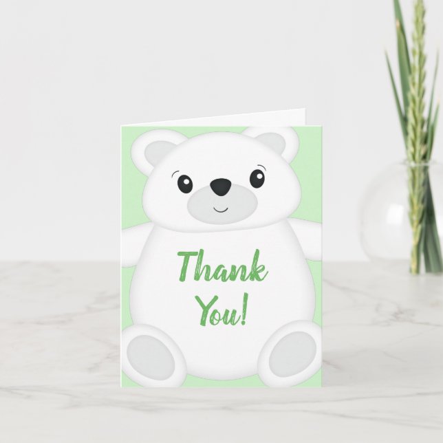 Polar Bear Baby Shower Thank You Card (Front)