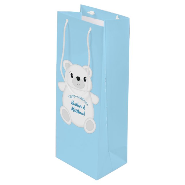 Polar Bear Baby Shower Wine Gift Bag (Front Angled)