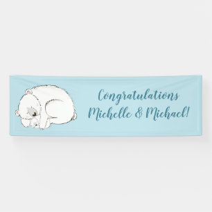 Polar Bear Baby Shower Winter Blue Boy Banner