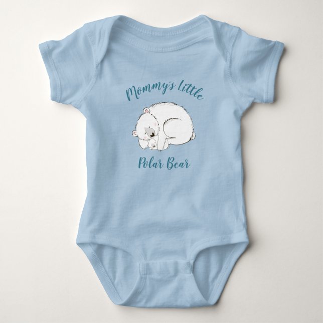 Polar Bear Baby Shower Winter Blue Boy Bodysuit (Front)