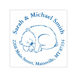 Polar Bear Baby Shower Winter Blue Boy Self-inking Stamp