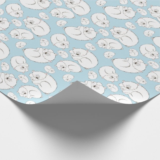 Polar Bear Baby Shower Winter Blue Boy Wrapping Paper (Corner)