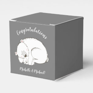 Polar Bear Baby Shower Winter Grey Gender Neutral Favour Box