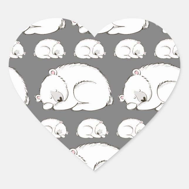Polar Bear Baby Shower Winter Grey Gender Neutral Heart Sticker (Front)