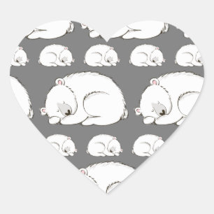 Polar Bear Baby Shower Winter Grey Gender Neutral Heart Sticker