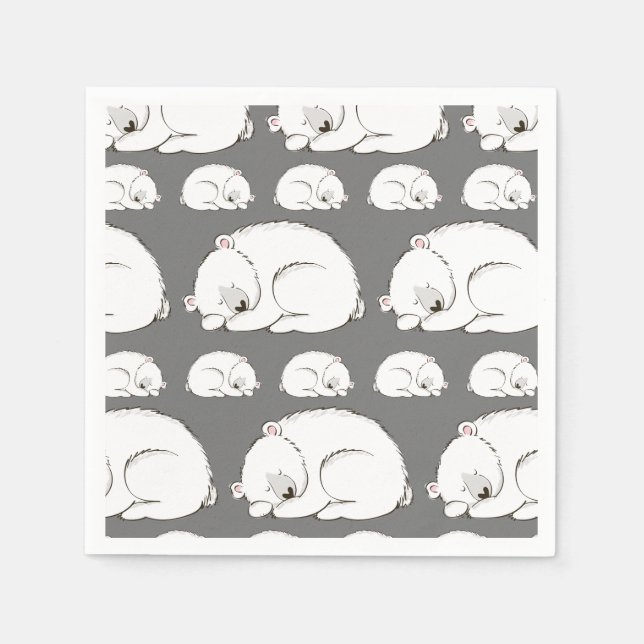 Polar Bear Baby Shower Winter Grey Gender Neutral Napkin (Front)