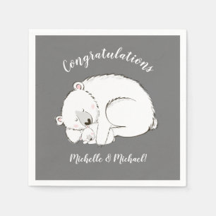 Polar Bear Baby Shower Winter Grey Gender Neutral Napkin