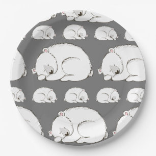 Polar Bear Baby Shower Winter Grey Gender Neutral Paper Plate