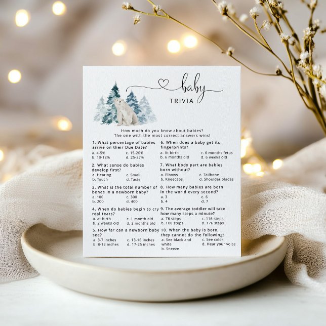 Polar bear Baby trivia baby shower game (Creator Uploaded)
