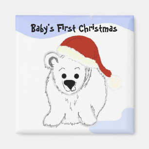 Polar Bear Baby's First Christmas Magnet