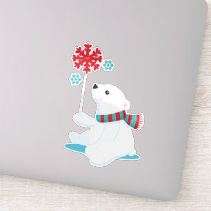 Polar Bear, Bear With Scarf, Cute Bear, Snowflakes