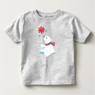 Polar Bear, Bear With Scarf, Cute Bear, Snowflakes Toddler T-Shirt