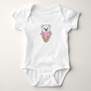 Polar Bear Bears Pink Ice Cream Waffle Cute Baby Bodysuit