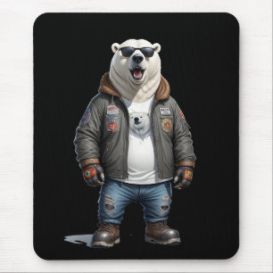 Polar Bear Biker Rebel Leather Jacket Cool Urban Mouse Pad