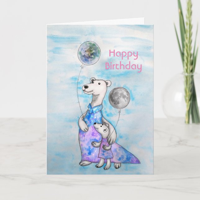 Polar Bear Birthday Balloons Card (Front)