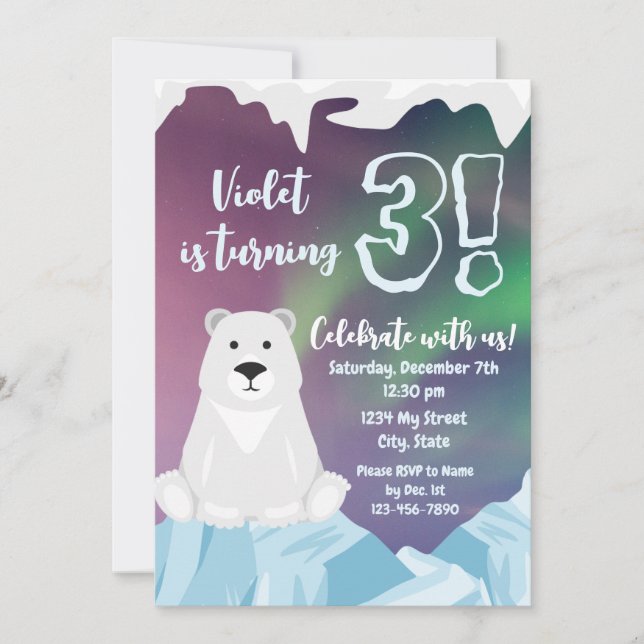Polar Bear Birthday Invitation (Front)